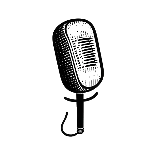 Strichzeichnung eines Mikrofons und einer Comedy-Maske, die Rezos Rap-Parodie repräsentieren