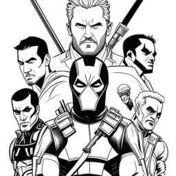 Desenho em arte linear de um homem, representando Ryan Reynolds, demonstrando versatilidade ao interpretar papéis de comédias românticas a thrillers intensos, alcançando fama com a icônica interpretação de Deadpool