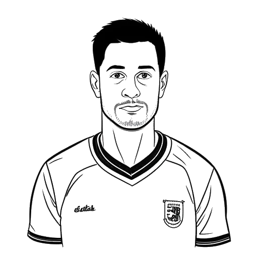 Desenho de arte linear de um homem vestindo uma camiseta de futebol, representando o papel executivo de Adin Ross nos FCF Glacier Boys, em um fundo branco