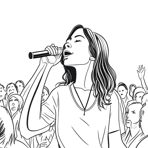 Line art drawing of Beyoncé headlining Coachella in 2018