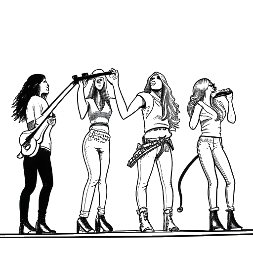 Line art drawing of Destiny's Child performing their hit song 'Say My Name'