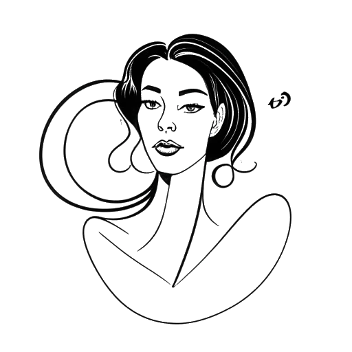 Line art drawing of Beyoncé surrounded by the number four, representing its significance in her life