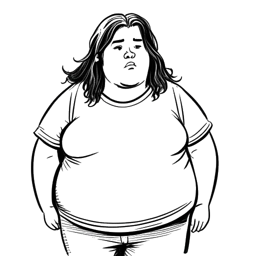 Um desenho em uma linha preta e branca de um menino representando Will Tennyson durante seus anos de ensino médio. Ele tem cabelos compridos e é mostrado lutando com seu peso, mas eventualmente superando isso através de determinação, dieta e exercícios.