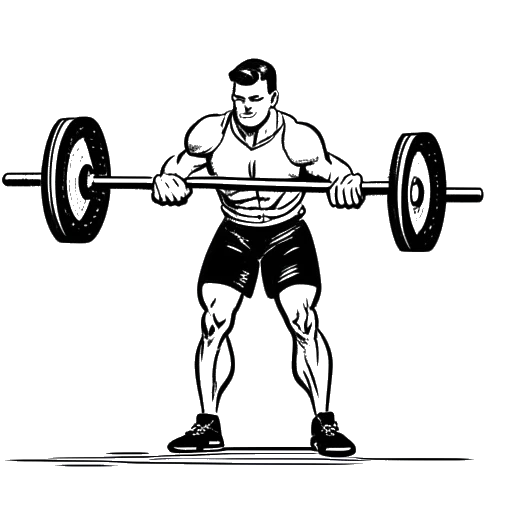 Line art drawing of a man representing Will Tennyson, performing a deadlift row, illustrating his favorite back exercise.