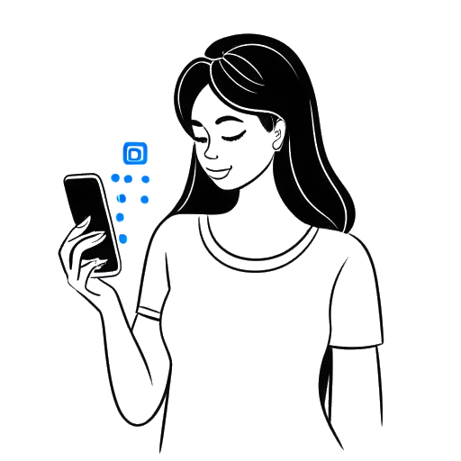 Line art drawing of a woman, representing Katy Perry, holding a smartphone, displaying her Twitter profile with '107M followers'.
