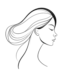 Line art profile of a woman representing Megan Eugenio, with dynamic lines conveying rapid growth and online success.