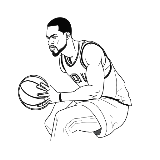 Line art drawing of a gamer, representing Duke Dennis, playing NBA 2K