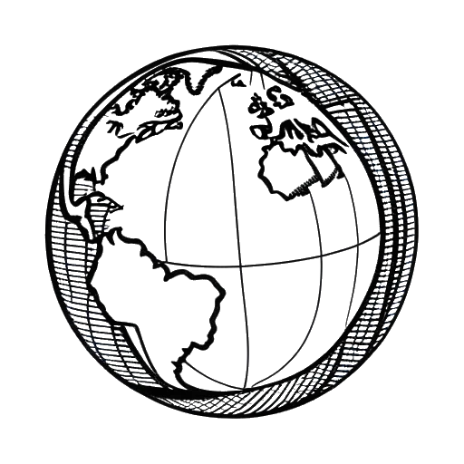Lijntekening van een globe, die de diverse roots van Amber Rose vertegenwoordigt, met vlaggen van Kaapverdië, Schotland, de Verenigde Staten en Italië.