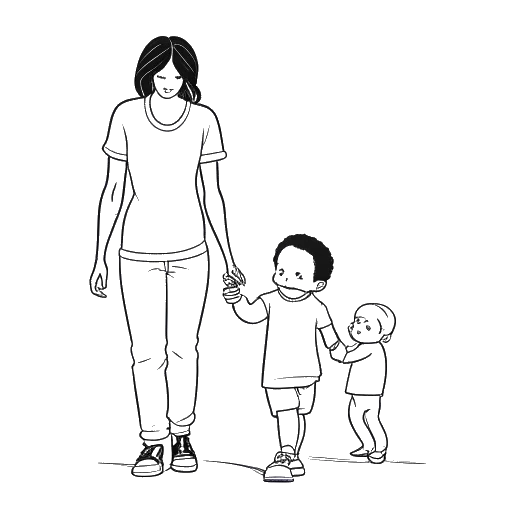 Disegno in bianco e nero di una donna, che rappresenta Amber Rose, che tiene per mano un uomo, che rappresenta Wiz Khalifa, con un bambino accanto a loro.