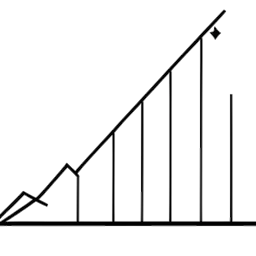 Desenho em arte linear representando o crescimento do YouTube de IShowSpeed com um gráfico ascendente acentuado e símbolos como um botão de reprodução e um visto, significando sucesso rápido, em um fundo branco.