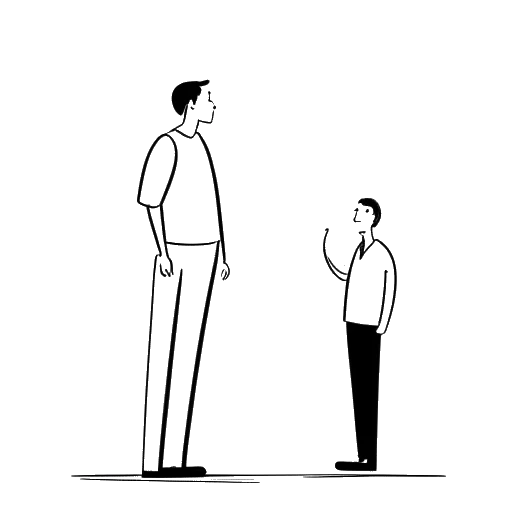 Desenho em arte linear do Internet Historian ao lado de uma medição de altura, revelando sua altura como 5'10