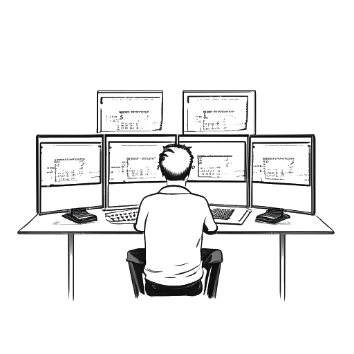 Line art drawing of a man managing multiple YouTube channels, including Incognito Mode, Storymode, and Internet Historian: Greenscreens