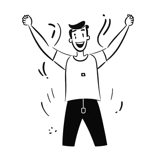 Line art drawing of a man celebrating reaching 1 to 4 million subscribers on YouTube