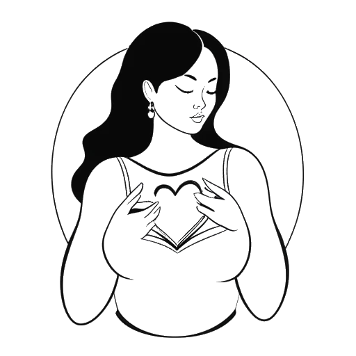 Line art drawing of a woman, representing Breckie Hill, promoting body positivity