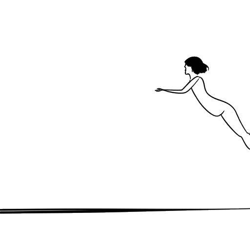 Line art drawing of a woman, representing Breckie Hill, observing Olivia Dunne's gymnastics performance