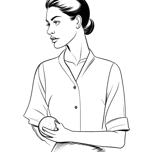 Line art drawing of a woman, representing Breckie Hill, wearing Paul David Skenes' shirt