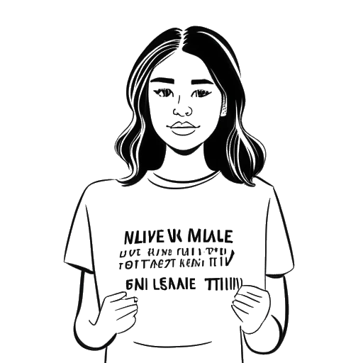 Line art drawing of Charli D'Amelio advocating for mental health and supporting UNICEF's anti-bullying campaign.
