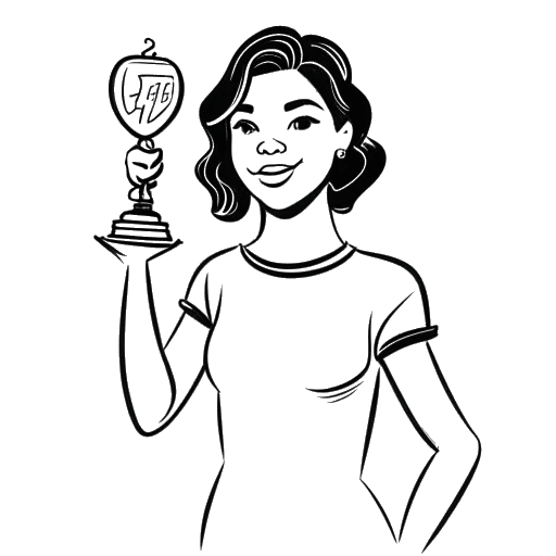 Line art drawing of Charli D'Amelio winning the Lifestyle Streamy Award in 2022.