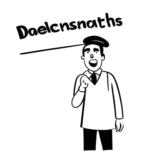 Line art drawing of a man, representing Adam McKay, holding a sign with the words 'Democratic Socialist'.