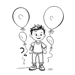 Sketch of a young boy, representing Adonis Graham, dressed as a superhero, with balloons and a trophy symbolizing his father's achievements and celebratory moments at public events.