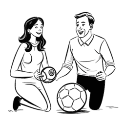 Strichzeichnung von Jonathan Apelt und seiner Frau, die eine Partie Football Manager genießen.