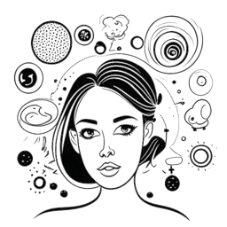 Disegno in bianco e nero di una donna, rappresentante Camilla Araujo, situata al centro di una tempesta creata da simboli dei social media come bolle dei commenti e condivisioni, simboleggiando la controversia, su uno sfondo bianco.