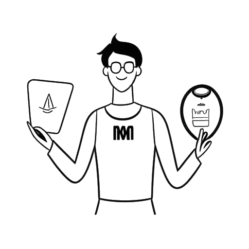 Desenho de arte de linha de uma pessoa segurando quatro logotipos, representando Moritz apoiando investimentos no Google, Yahoo!, PayPal e YouTube.
