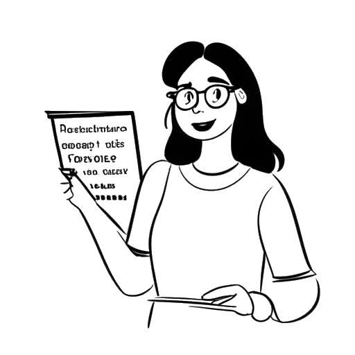 Line art drawing of Caroline Konstnar holding a medical report for her rare condition