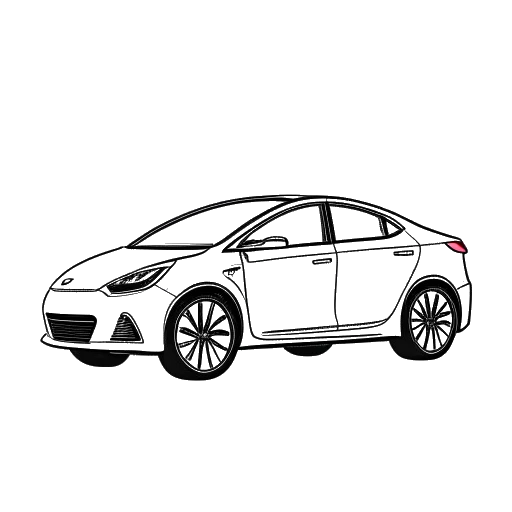Strichzeichnung eines Mannes, der Aaron Troschke repräsentiert, der ein Modell eines Elektrofahrzeugs hält, was seine Investition in eRockit repräsentiert, auf einem weißen Hintergrund
