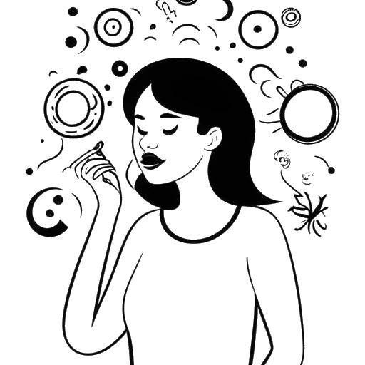 Dessin représentant une femme, symbolisant Ava Louise, apparaissant animée dans une conversation, avec un silhouette de siège de toilettes et des symboles de virus en arrière-plan, suggérant son saut controversé vers la célébrité.