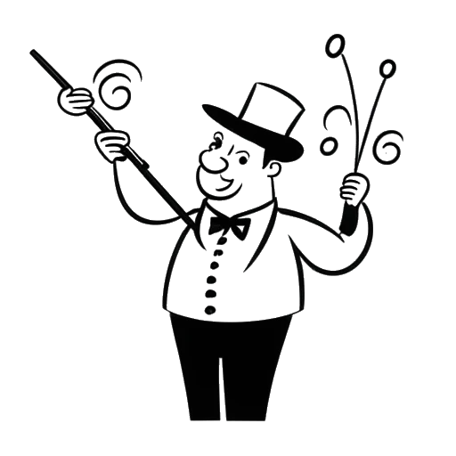 Strichzeichnung eines Mannes, der Freshtorge darstellt, der vor einem Kartoffelsalat und einer Musiknote einen Dirigentenstab hält