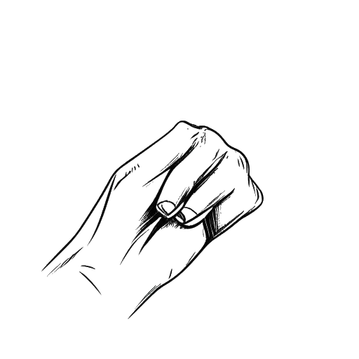 Strichzeichnung einer Hand eines Mannes, bei der der vordere Teil des rechten Zeigefingers fehlt, repräsentiert Kai Pflaumes Kindheitsunfall.