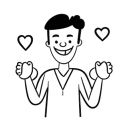 Line art drawing of a man, representing Varion, encircled by thumbs up and hearts, depicting the positive reactions and recognition from fellow YouTubers and fans.