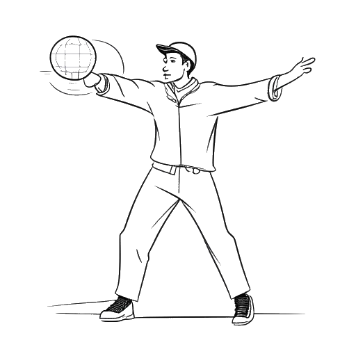 Dibujo de línea de un hombre, que representa a Nick Kosir, imitando el estilo de un mariscal de campo de la NFL mientras sostiene un mapa del clima.