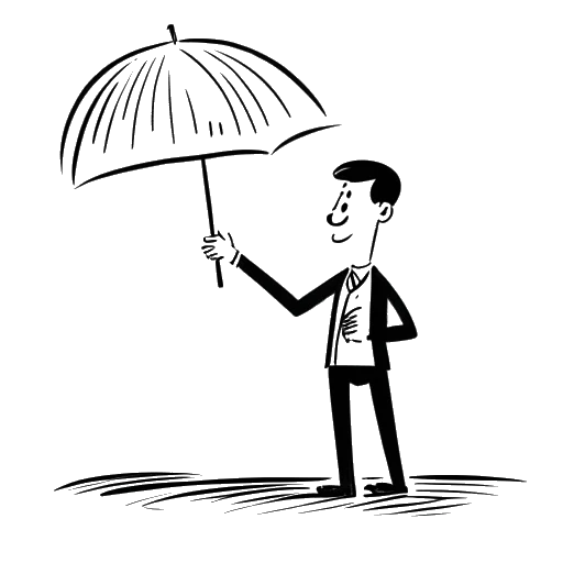 Desenho artístico de um homem, representando Nick Kosir, mantendo um foco profissional ao apresentar o clima.