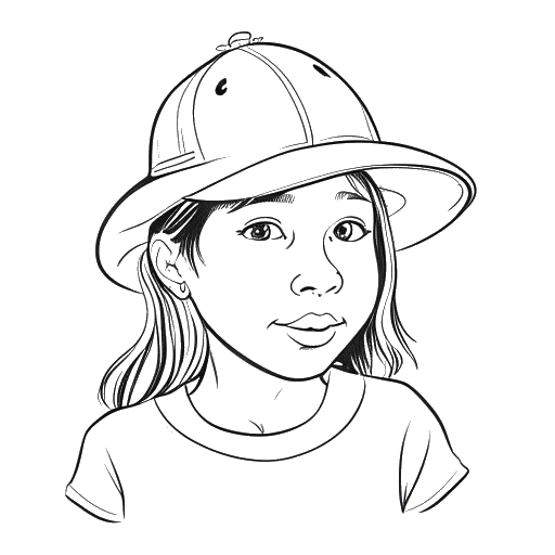 Dibujo de arte lineal de Greta Thunberg haciendo un sombrero de rana