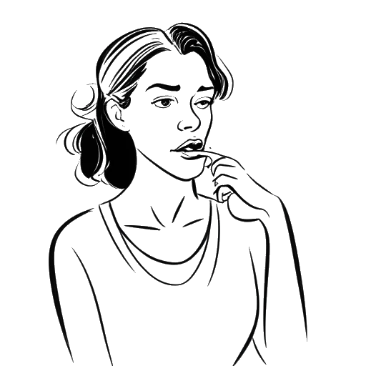 Line art drawing of a woman, representing Alix Earle, discussing personal struggles.