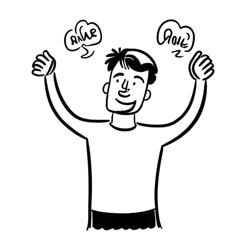 Dibujo de línea de Ricky Berwick celebrando, con un globo de pensamiento que contiene un nuevo logotipo y el texto 'Canal Renombrado'.