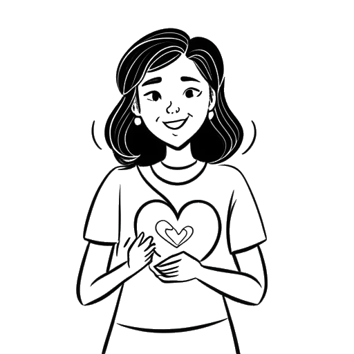 Desenho de arte linear de Stephanie Soo segurando um coração com um cadeado, com um balão de pensamento contendo uma lista de questões pessoais