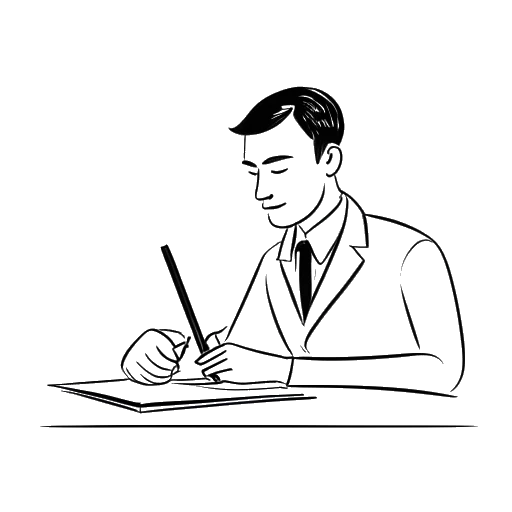 Line art drawing of a man representing Blueface, signing a contract