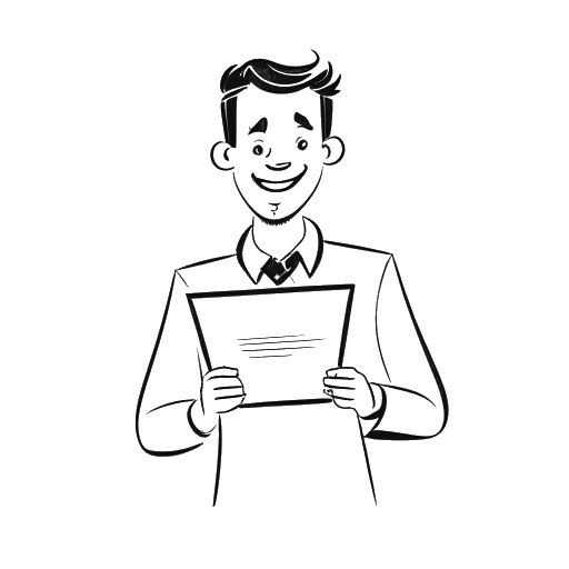 Line art drawing of a man representing Blueface, holding a certificate