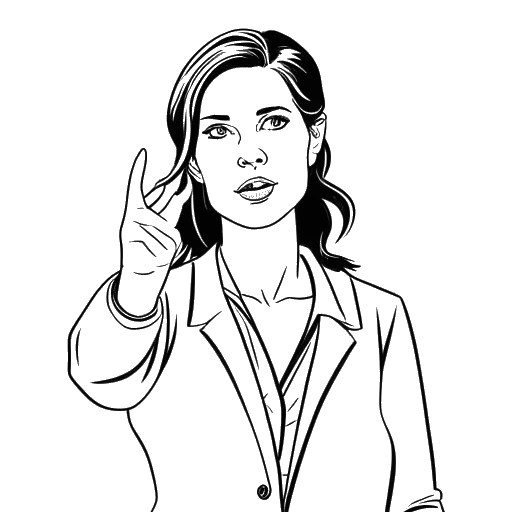 Line art drawing of a woman directing a movie, representing Brittany Snow.