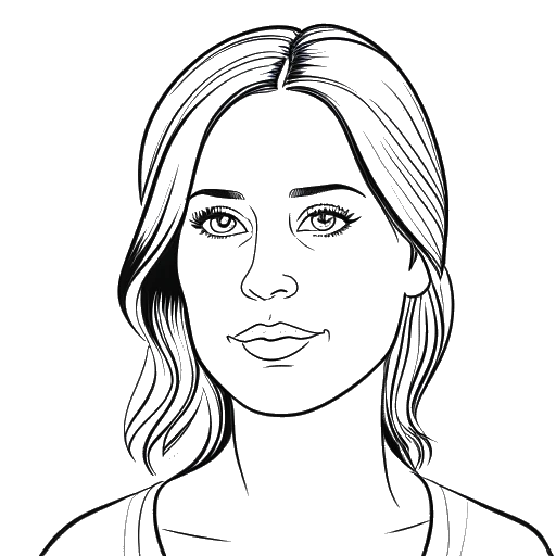 Line art drawing of a woman advocating for mental health awareness, representing Brittany Snow.