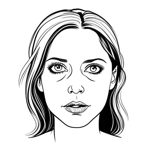 Disegno in stile line art di una donna in un film horror, rappresentando Brittany Snow.