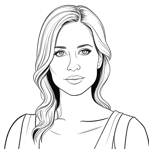 Desenho de arte linear de uma jovem sendo indicada para um prêmio, representando Brittany Snow.