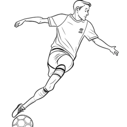 Line art drawing of a man, representing Diplo (Thomas Wesley Pentz), engaged in a soccer match. The image symbolizes his passion for soccer and his support for the U.S. men's national team. The artwork is rendered in black and white against a white background.