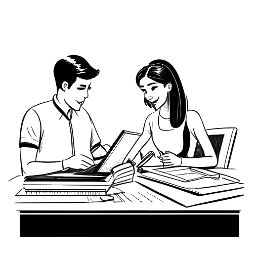 Line art drawing of a man and woman, representing Diplo and M.I.A., working on music production with the words 'Paper Planes' in the background