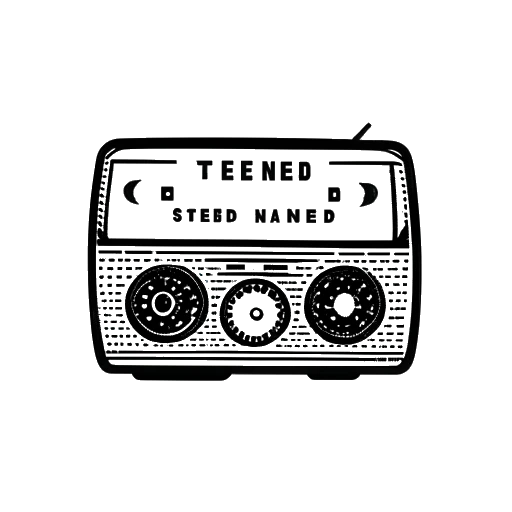 Line art drawing of a cassette tape labeled 'Never Scared' with a 'Top 10' badge