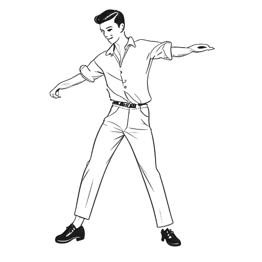 Dibujo de arte lineal de Bruce Lee bailando el Cha-Cha