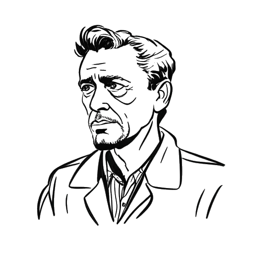 Line art drawing of Bruce Lee in his final film, Game of Death